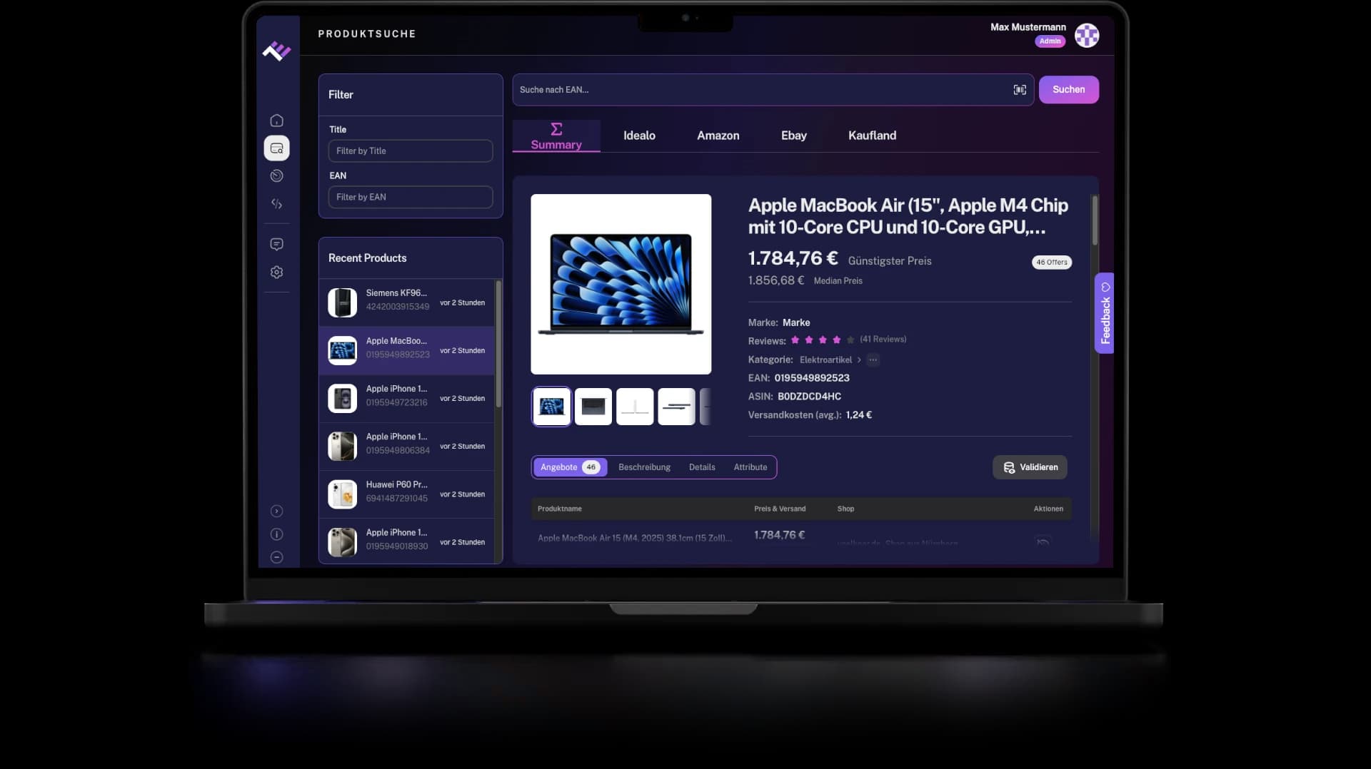 Product Search Screenshot